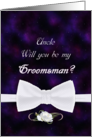 Uncle, Be My Groomsman Elegant White Bow Tie card