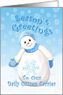 Custom 1 Snowman Christmas for Diane H. card