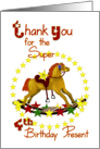 4th Birthday Thank You Rocking Horse card
