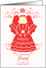 Merry Christmas Friend, Angel in Red Lace card