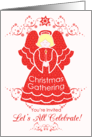Red Lace Angel Christmas Party Invitation card