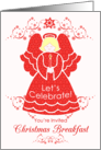 Red Lace Angel Christmas Breakfast Party Invitation card