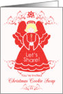 Red Lace Angel Christmas Cookie Swap Invitation card
