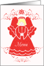 Red Lace Angel Christmas Party Menu card