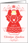 Red Lace Angel Christmas Luncheon Invitation card