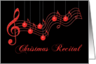 Christmas Recital invitation, Red Musical Staff card