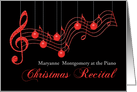 Custom Christmas Recital Invitation, Red Musical Staff card