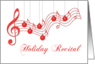 Holiday Recital Invitation, Red Musical Staff card