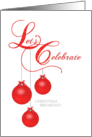 Custom Holiday Breakfast Invitation, Red Lace Ornaments card