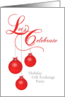 Custom Gift Exchange Party Invitation, Red Lace Ornaments card