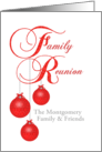 Custom Christmas Family Reunion Invitation, Red Lace Ornaments card