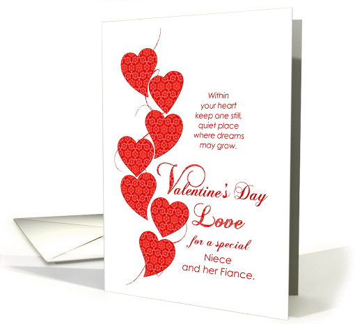 Red Lace Hearts Valentine for Niece and Her Fiance card (1019643)