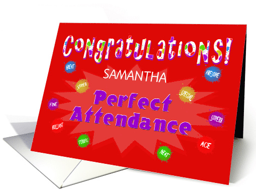 Congratulations Perfect School Attendance - Custom card (1032533)