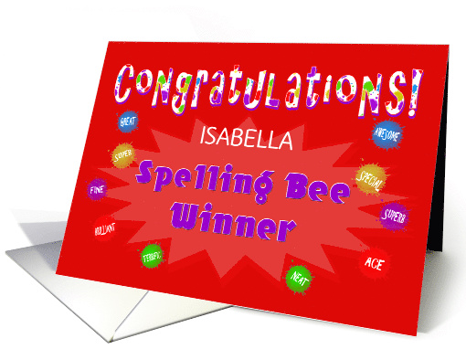 Congratulations Spelling Bee Winner - Custom card (1032555)