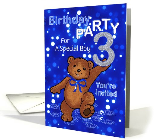 3rd Birthday Teddy Bear Custom Invitation for Boy card (1060707)