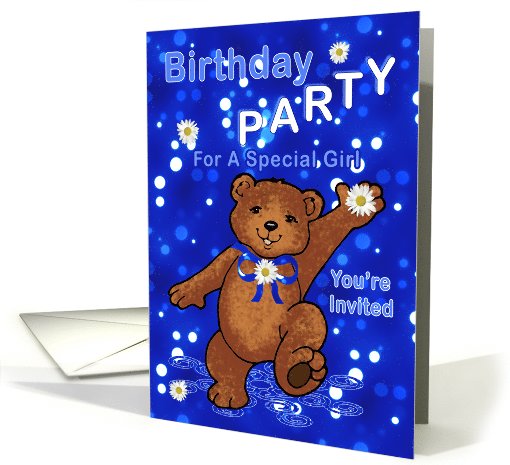 Birthday Party Teddy Bear Invitation for Girl card (1060801)