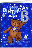 8th Birthday Dancing Teddy Bear for Girl, Custom Name card