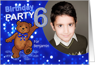 6th Birthday Party Dancing Bear for Boy, Custom Photo card