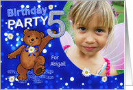 5th Birthday Party Dancing Bear for Girl, Custom Photo card