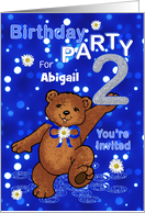 2nd Birthday Teddy Bear Invitation for Girl, Custom Name card