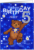 5th Birthday Dancing Teddy Bear for Niece card