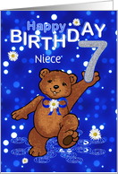 7th Birthday Dancing Teddy Bear for Niece card