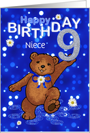 9th Birthday Dancing Teddy Bear for Niece card