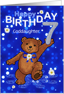 7th Birthday Dancing Teddy Bear for Goddaughter card