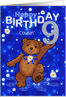 9th Birthday Dancing Teddy Bear for Girl Cousin card