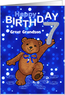 7th Birthday Dancing Teddy Bear for Great Grandson card