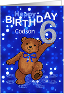 6th Birthday Dancing Teddy Bear for Godson card