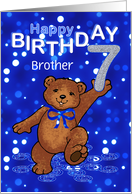 7th Birthday Dancing Teddy Bear for Brother card