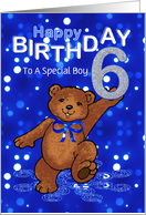 6th Birthday Dancing Teddy Bear for Boy, Custom Text card