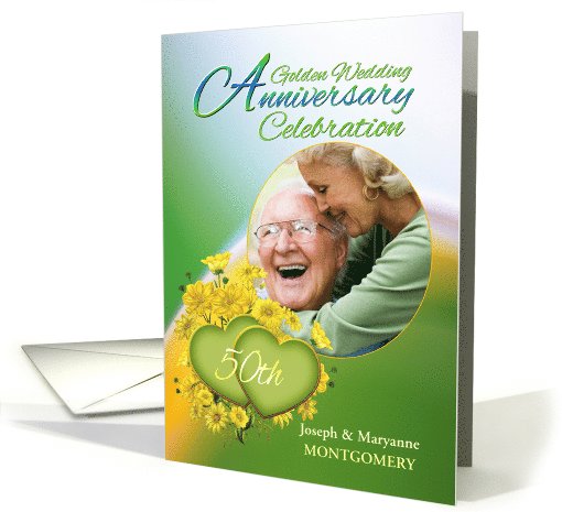 50th Anniversary Party Invitation Yellow Flowers, Custom Photo card