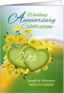 20th Anniversary Party Invitation Yellow Flowers, Custom Name card