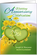 25th Anniversary Party Invitation Yellow Flowers, Custom Name card
