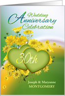 30th Anniversary Party Invitation Yellow Flowers, Custom Name card