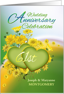 61st Anniversary Party Invitation Yellow Flowers, Custom Name card