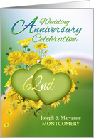 62nd Anniversary Party Invitation Yellow Flowers, Custom Name card