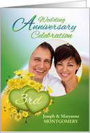 3rd Anniversary Party Invitation Yellow Flowers, Custom Photo card