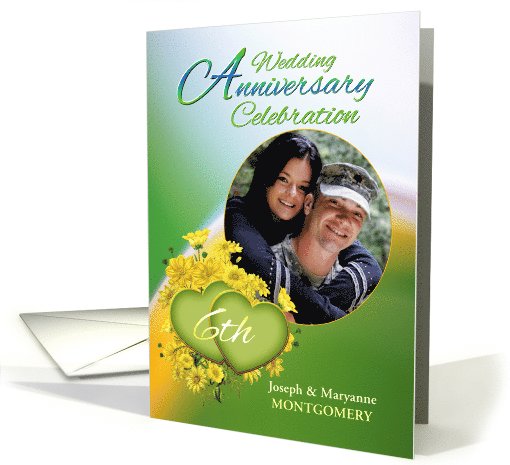 6th Anniversary Party Invitation Yellow Flowers, Custom Photo card