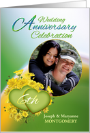 6th Anniversary Party Invitation Yellow Flowers, Custom Photo card