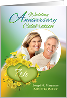 7th Anniversary Party Invitation Yellow Flowers, Custom Photo card