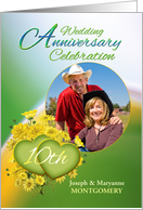 10th Anniversary Party Invitation Yellow Flowers, Custom Photo card