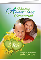 14th Anniversary Party Invitation Yellow Flowers, Custom Photo card