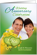 15th Anniversary Party Invitation Yellow Flowers, Custom Photo card
