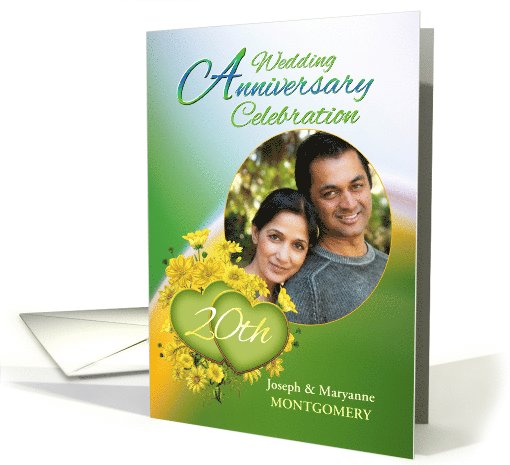 20th Anniversary Party Invitation Yellow Flowers, Custom Photo card