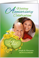 21st Anniversary Party Invitation Yellow Flowers, Custom Photo card