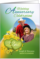 22nd Anniversary Party Invitation Yellow Flowers, Custom Photo card