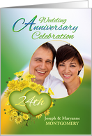 24th Anniversary Party Invitation Yellow Flowers, Custom Photo card